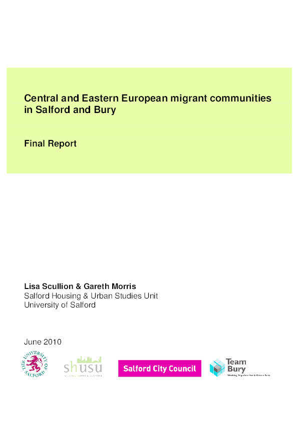 Central and Eastern European migrant communities in Salford and Bury : Final report Thumbnail