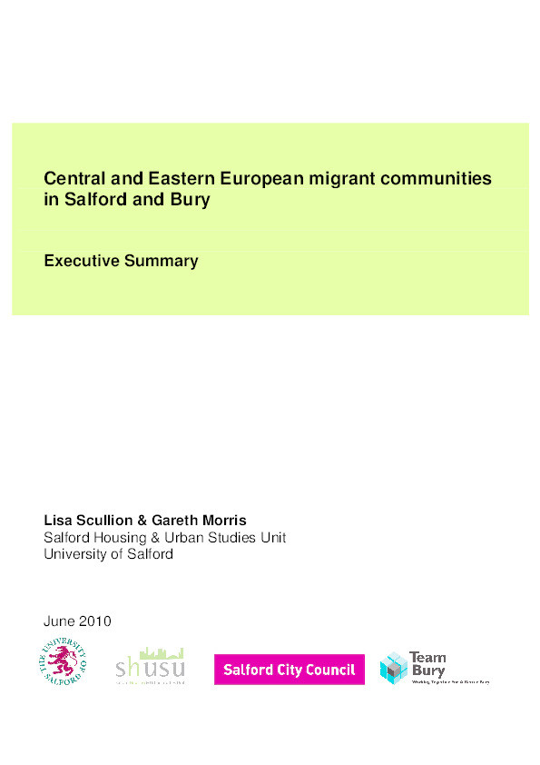 Central and Eastern European migrant communities
in Salford and Bury : Executive summary Thumbnail