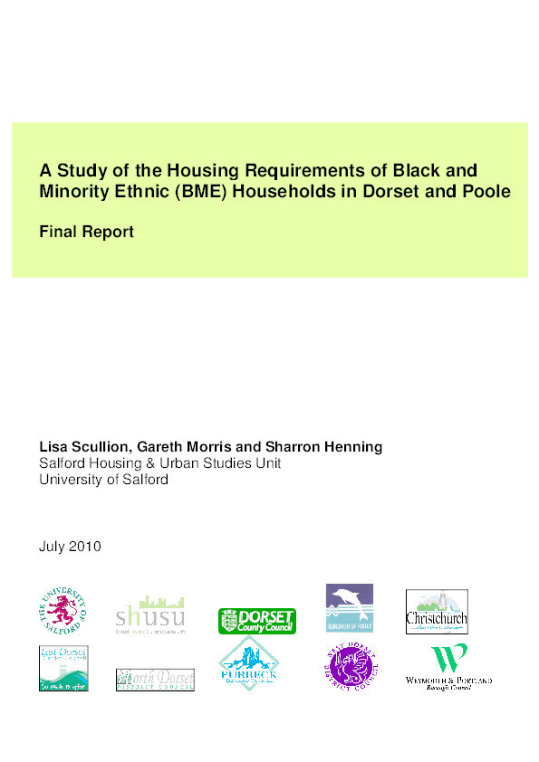 A study of the housing requirements of black and minority ethnic (BME) households in Dorset and Poole : Final report Thumbnail