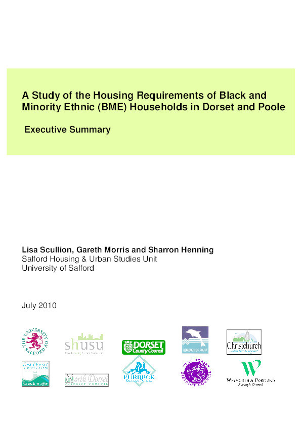 A study of the housing requirements of black and minority ethnic (BME) households in Dorset and Poole : Executive summary Thumbnail
