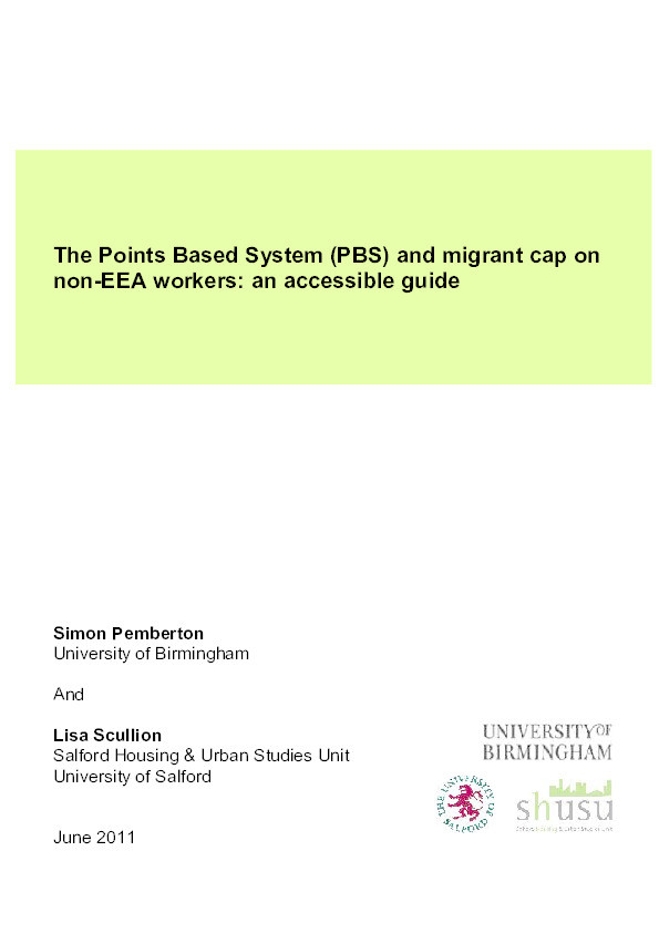 The Points Based System (PBS) and migrant cap on
non-EEA workers : An accessible guide Thumbnail