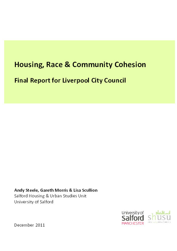 Housing, race & community cohesion : Final report for Liverpool City Council Thumbnail