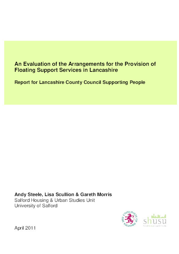 An evaluation of the arrangements for the provision of floating support services in Lancashire :  Report for Lancashire County Council Supporting People Thumbnail