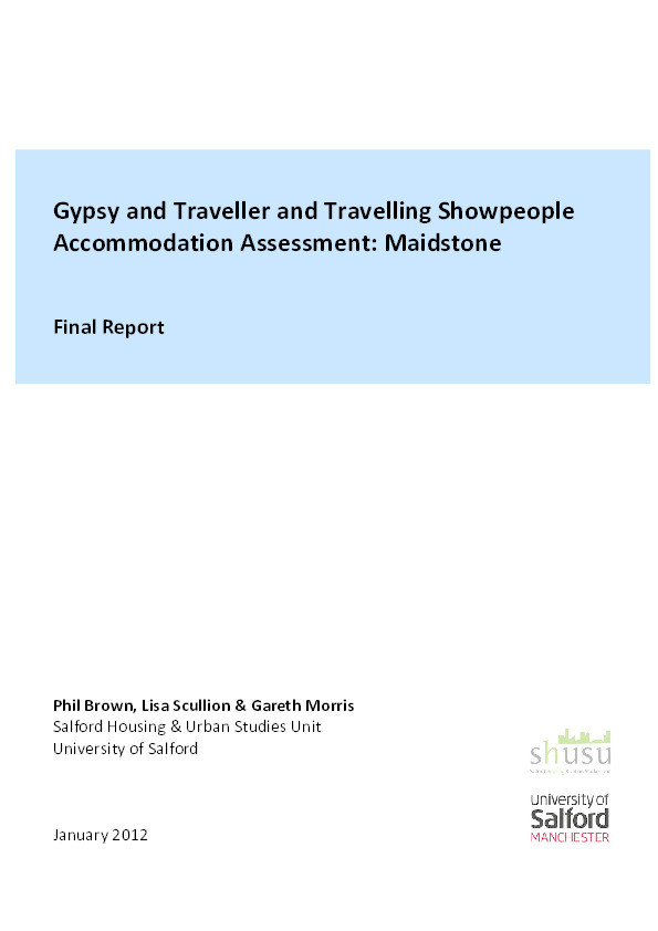 Gypsy and Traveller and Travelling Showpeople
accommodation assessment : Maidstone : Final report Thumbnail