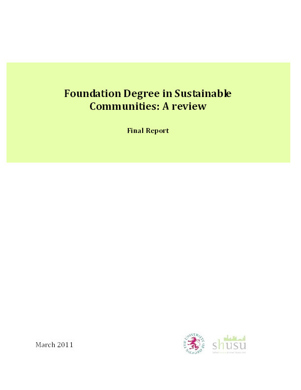 Foundation degree in sustainable communities: A review : Final report Thumbnail