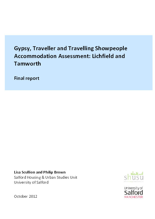 Gypsy, Traveller and Travelling Showpeople accommodation assessment : Lichfield and Tamworth : Final report Thumbnail