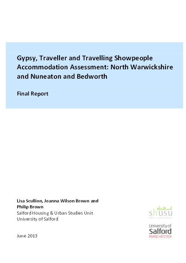 Gypsy, Traveller and Travelling Showpeople accommodation assessment : North Warwickshire and Nuneaton and Bedworth : Final report Thumbnail