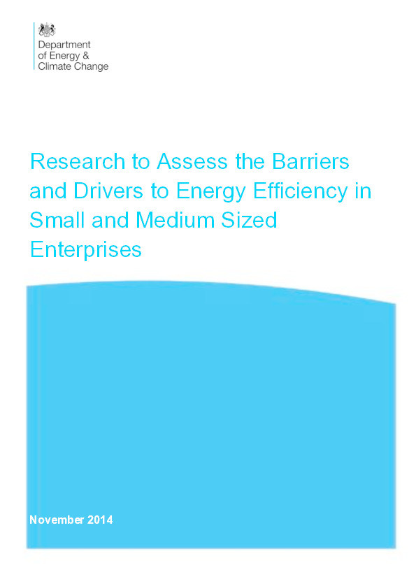 Research to assess the barriers and drivers to energy efficiency in small and medium sized enterprises Thumbnail