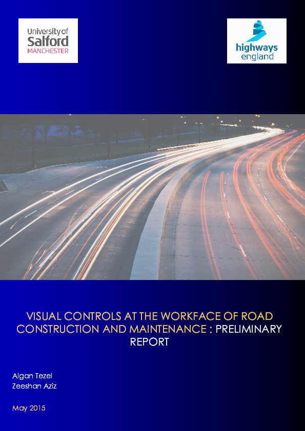 Visual controls at the workface of road construction and maintenance : Preliminary report Thumbnail