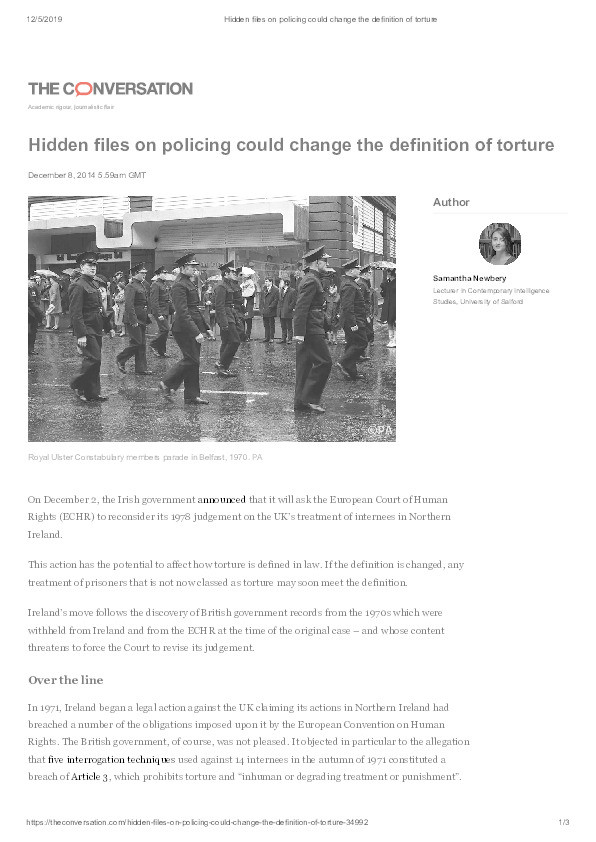 Hidden files on policing could change the definition of torture Thumbnail