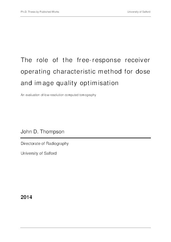 The role of the free-response receiver operating characteristic method for dose and image quality optimisation Thumbnail