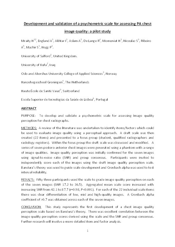 Increasing source to image distance for AP pelvis imaging – impact on radiation dose and image quality Thumbnail