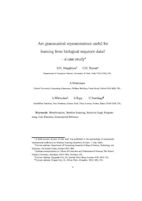 Are grammatical representations useful for learning from biological sequence data?— a case study Thumbnail
