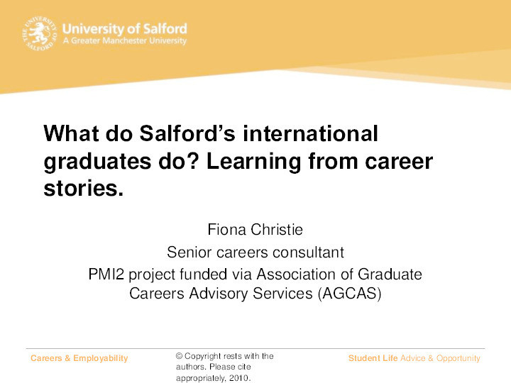 Learning from the career stories of international graduates Thumbnail
