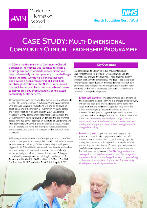 Case study : Multi-dimensional Community Clinical Leadership Programme Thumbnail