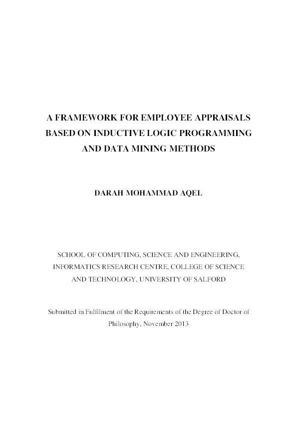 A framework for employee appraisals based on inductive logic programming and data mining methods Thumbnail