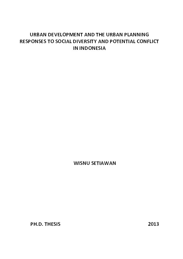 Urban development and the urban planning responses to social diversity and potential conflict in Indonesia Thumbnail