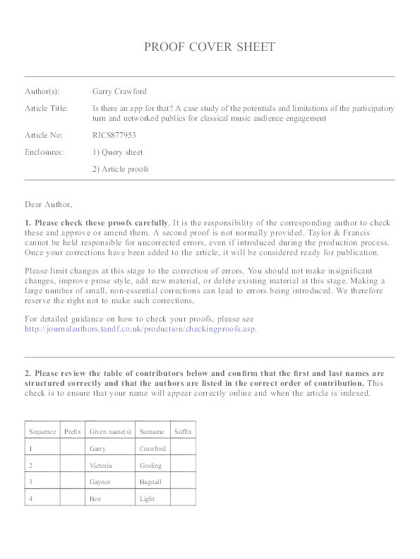 Is there an app for that? A case study of the potentials and limitations of the participatory turn and networked publics for classical music audience engagement Thumbnail