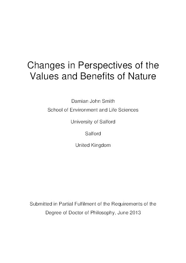 Changes in perspectives of the values and benefits of nature Thumbnail