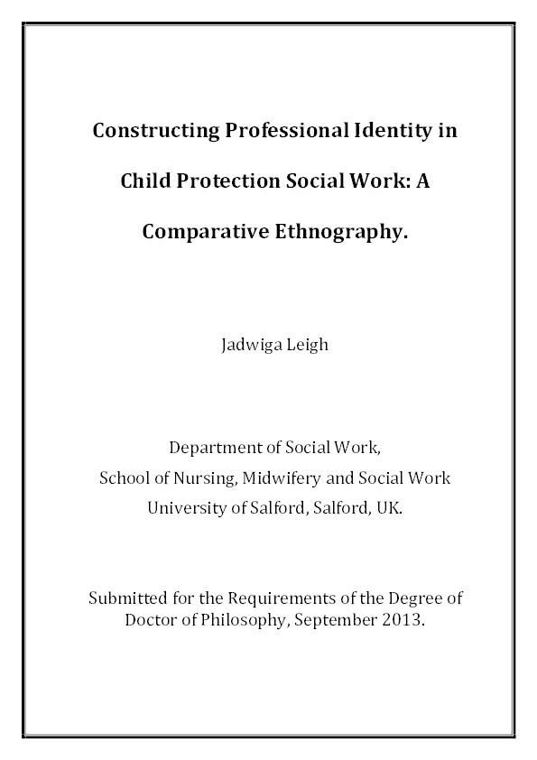 Constructing professional identity in child protection : A comparative ethnography Thumbnail