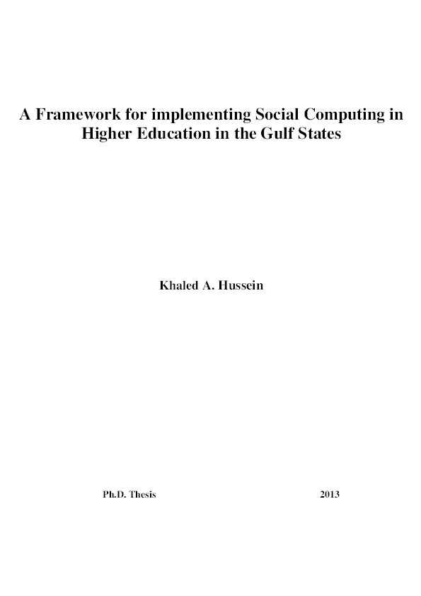 A framework for implementing social computing in higher education in the gulf states Thumbnail