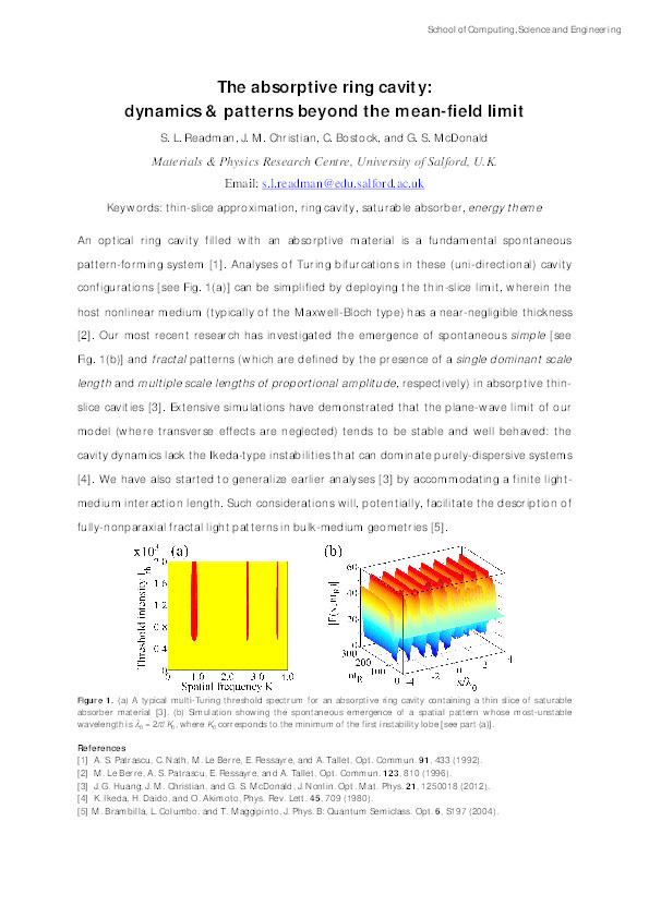 The absorptive ring cavity: Dynamics & patterns beyond the mean-field limit Thumbnail