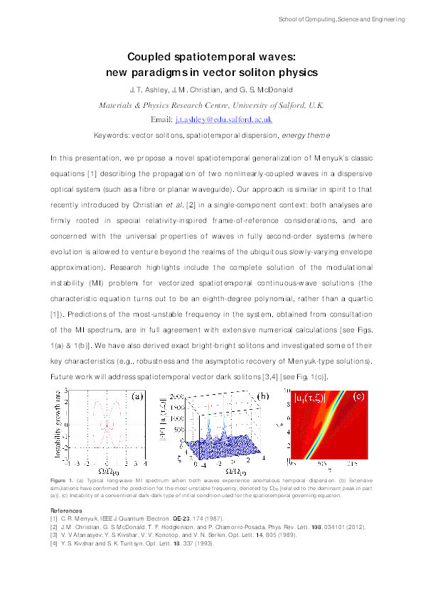 Coupled spatiotemporal waves: New paradigms in vector soliton physics Thumbnail
