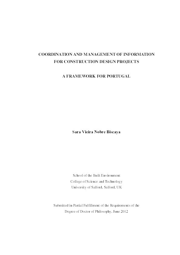 Coordination and management of information for construction design projects - a framework for Portugal Thumbnail