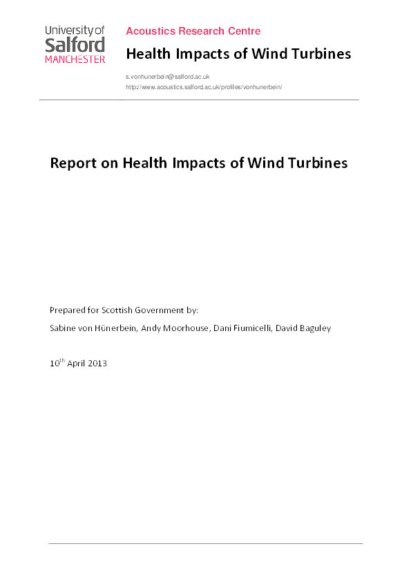 Health impacts of wind turbines Thumbnail