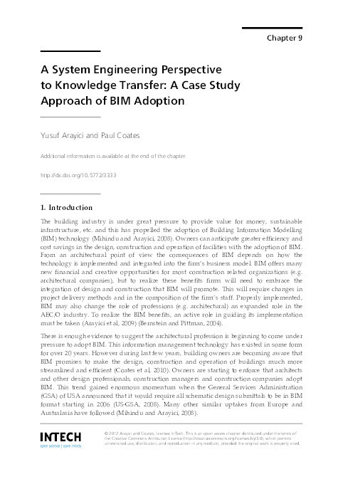 A system engineering perspective to knowledge transfer: A case study approach of BIM adoption Thumbnail