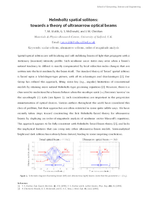 Helmholtz spatial solitons: towards a theory of ultranarrow optical beams Thumbnail