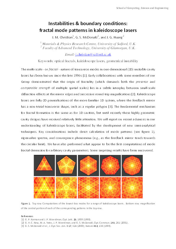 Instabilities & boundary conditions:
fractal mode patterns in kaleidoscope lasers Thumbnail