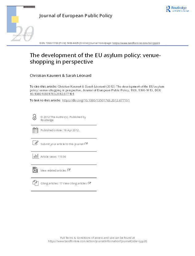 The development of the EU asylum policy : venue-shopping in
perspective Thumbnail