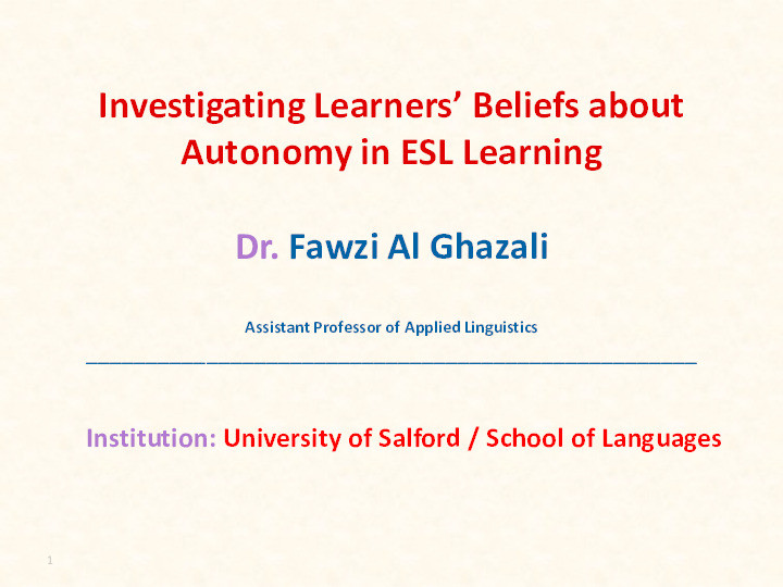 Investigating students' beliefs about autonomy in an Arab setting Thumbnail