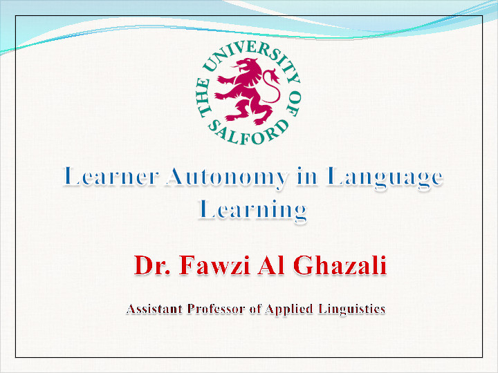 Learner autonomy in language learning Thumbnail