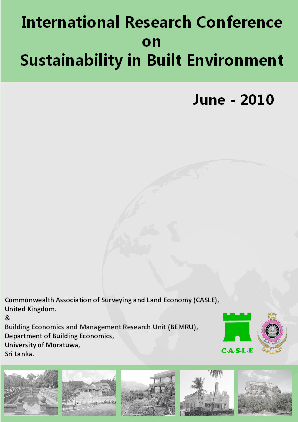 Conference proceedings: International research conference on sustainability in built environment Thumbnail