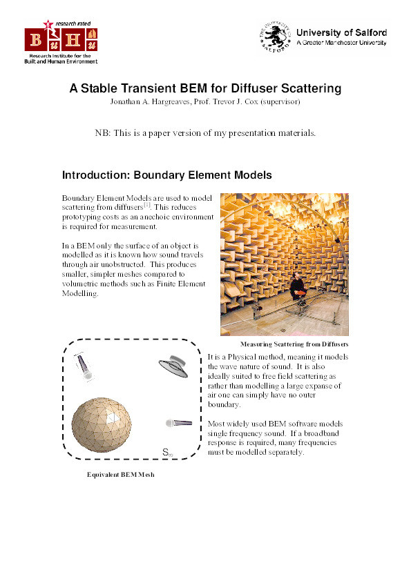 A stable transient BEM for diffuser scattering Thumbnail