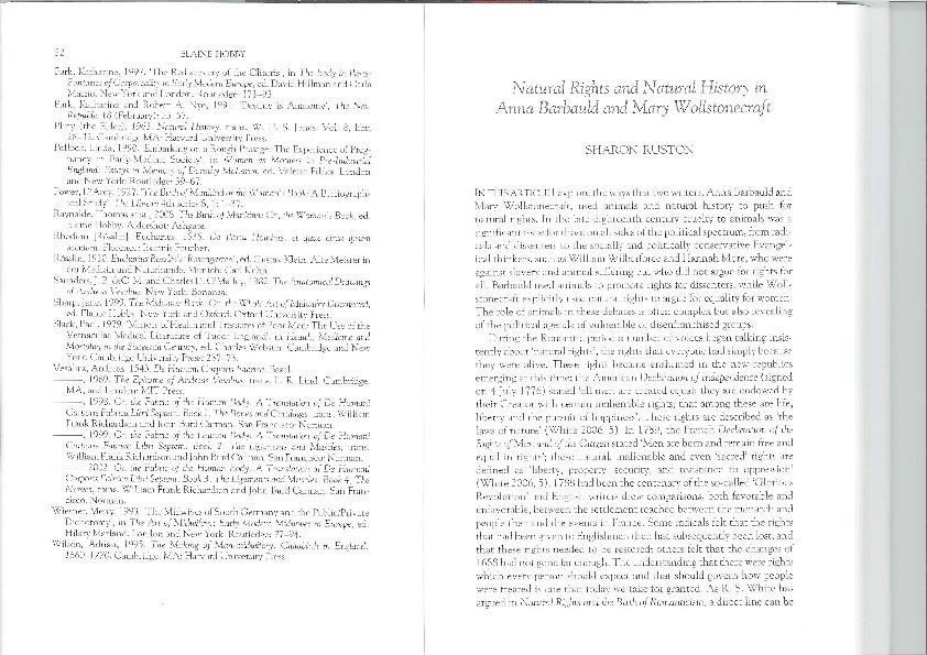 Natural rights and natural history in Anna Barbauld and Mary Wollstonecraft Thumbnail