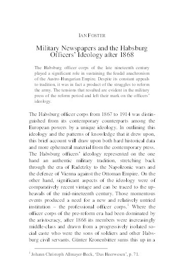 Military newspapers and the Habsburg officers' ideology  after 1868 Thumbnail