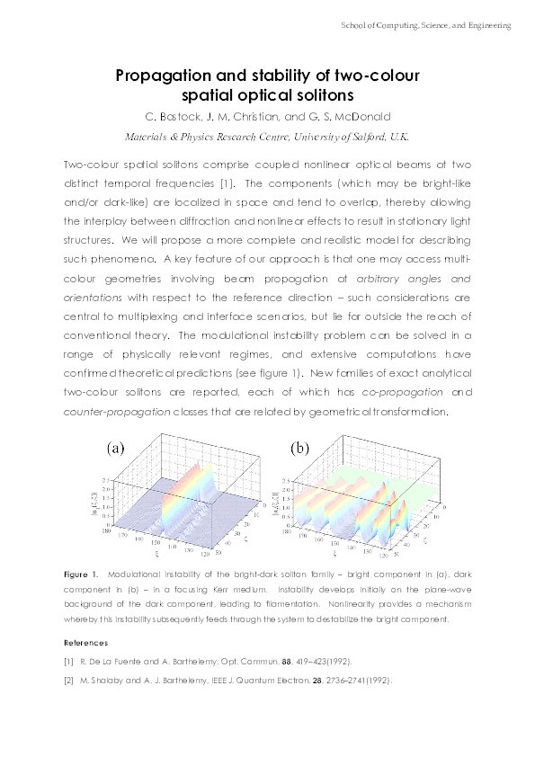 Propagation and stability of two-colour spatial optical solitons Thumbnail