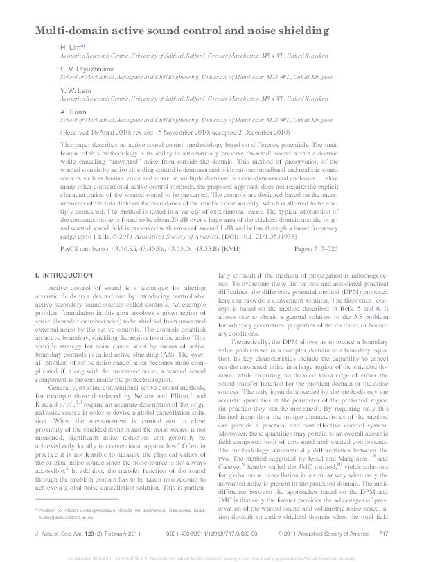 Multi-domain active sound control and noise shielding Thumbnail