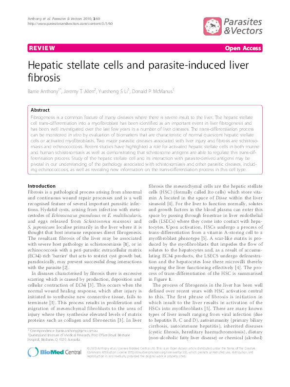 Hepatic stellate cells and parasite-induced liver fibrosis Thumbnail