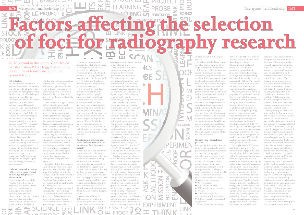 Factors affecting the foci for radiography research Thumbnail