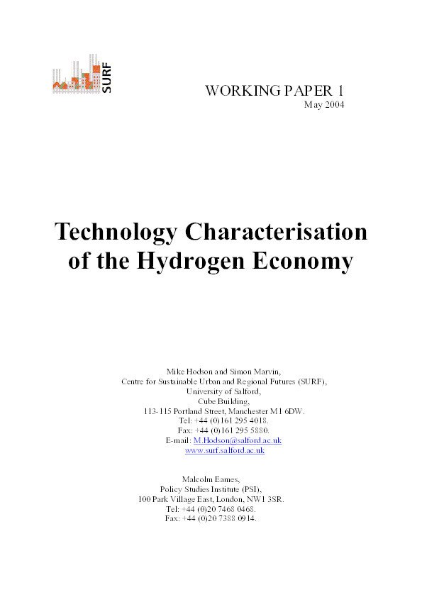 Technology characterisation of the hydrogen economy Thumbnail