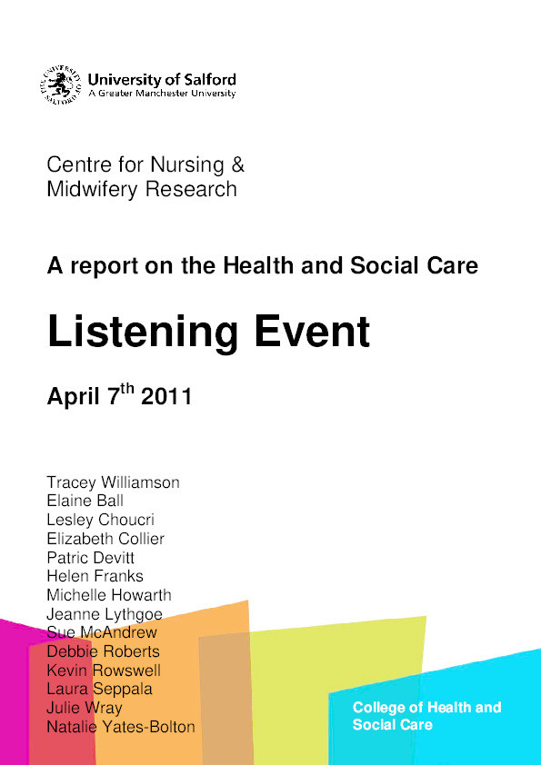 A report on the health and social care listening event Thumbnail