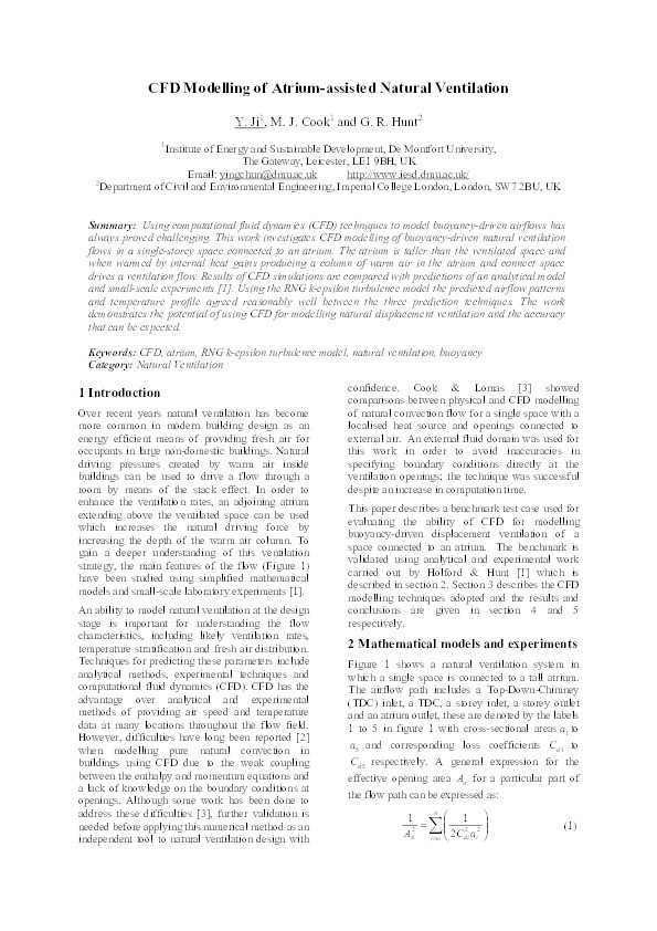 CFD modelling of atrium-assisted natural ventilation Thumbnail