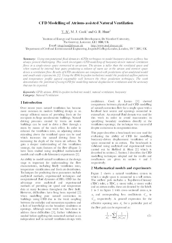 CFD modelling of atrium-assisted natural ventilation Thumbnail