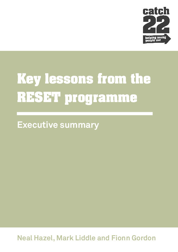 Key lessons from the RESET programme: Recommendations for the resettlement of young offenders Thumbnail