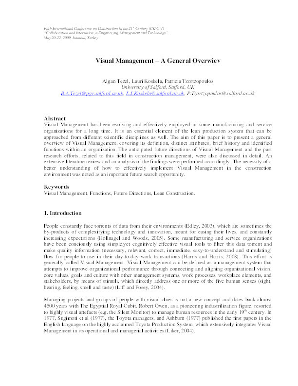 Visual management – A general overview Thumbnail