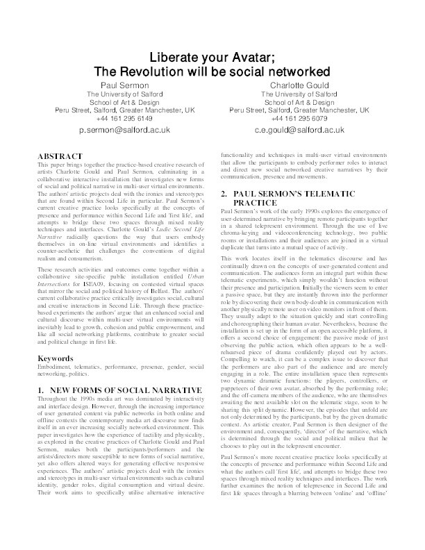 Liberate your avatar; the revolution will be social networked Thumbnail